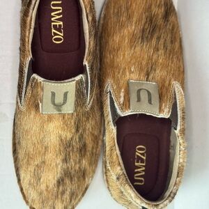 UWEZO Brown Cowhide Slip-On Shoes Size 9.5